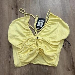 Forever 21 Tie Halter Top Shirt, Yellow, size M - Picture 1 of 6