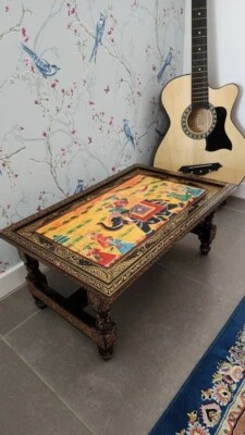 Wooden Coffee Table Hand painted Solid Folding Table Handmade Cocktail Table - Image 1 of 4