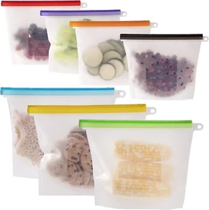 4 PACK Eco-Friendly Reusable Food Storage Bags Leakproof Snacks Sandwich Bags - Picture 1 of 6