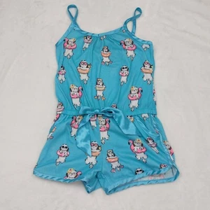 JUSTICE GIRLS BLUE SWIMMING PUPPY DOG ONE PIECE PAJAMA SLEEP ROMPER SIZE 6 - Picture 1 of 7