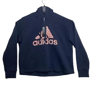 Adidas Badge of Sport 1X Black Polka Dot Graphic Fleece Sweatshirt Hoodie - Picture 1 of 4