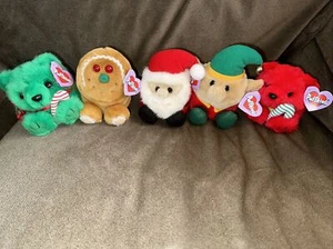 Vintage Puffkins Lot Of 5 Holiday Christmas Swibco Plush With Tags - Picture 1 of 1