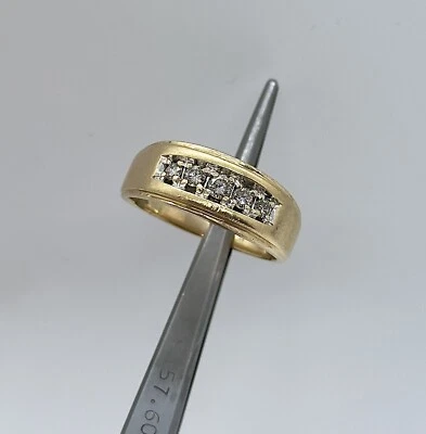 Conjunto de pavé de diamantes naturales de oro amarillo de 14 quilates de 0,40 tcw para hombre anillo cónico talla 12 Foto 1 de 4