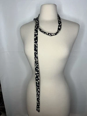 "Bufanda delgada ajustada a lunares blanca negra vintage Ascot corbata moño foulard 57""x1""" Foto 1 de 4