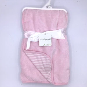 Starting Out Pink Reversible Baby Blanket Fuzzy and Striped 30" by 30" New - Picture 1 of 4