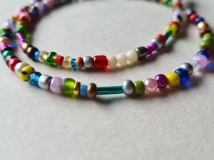 Rocailles Glasperlen Halskette bunt, Surfer Style Boho Hippie Sommer Unikat7182 - Bild 1 von 5