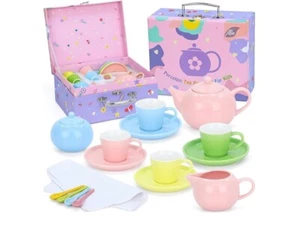 Porcelain Tea Set for Girls 22 Pc Set New - Picture 1 of 6