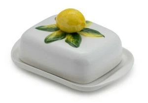 Bassano Butterdose Butterschale Zitronendekor 19x13 italienische Keramik 250gr. - Bild 1 von 1