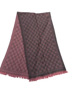 Gucci Classic GG Jacquard Monogram Pink Scarf 100% Lana Wool Made in Italy. - Picture 1 of 7
