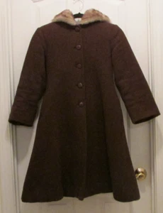 Rothschild Brown Faux Fur Lined Hooded Wool Coat- Size 10 Perfect! - Picture 1 of 10