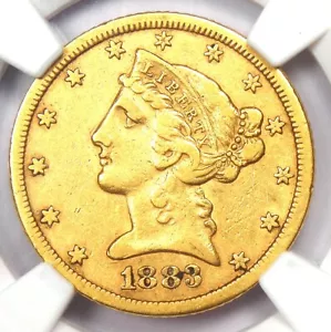 1883-CC Liberty Gold Half Eagle $5 Coin. NGC XF40 (EF40) - Rare Carson Gold Coin - Picture 1 of 6