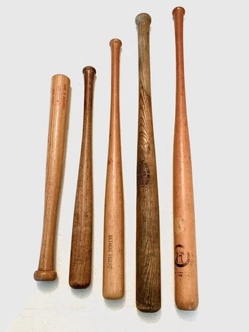 5 VTG Mini Souvenir BASEBALL BATS CARDINALS Rolling Wilson TIGERS Hanna Batrite Cover