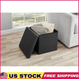 Collapsible Storage Ottoman Indoor Organizer Footrest W/ Removable Lid Home Use - Picture 1 of 7