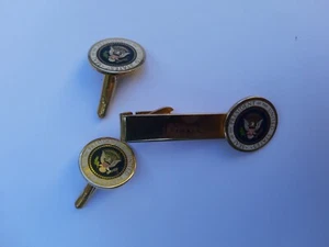 Paire boutons de manchette et épingle à cravatte USA président Ronald Reagan. - Picture 1 of 3