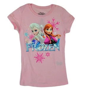 Disney Frozen Trio Elsa Anna Olaf Graphic Girls Kids Pink Tshirt Tee - Picture 1 of 1