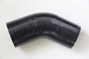 45 DEGREE BLACK 3" 76MM ELBOW TURBO/INTAKE/INTERCOOLER SILICONE COUPLER HOSE - Picture 1 of 4