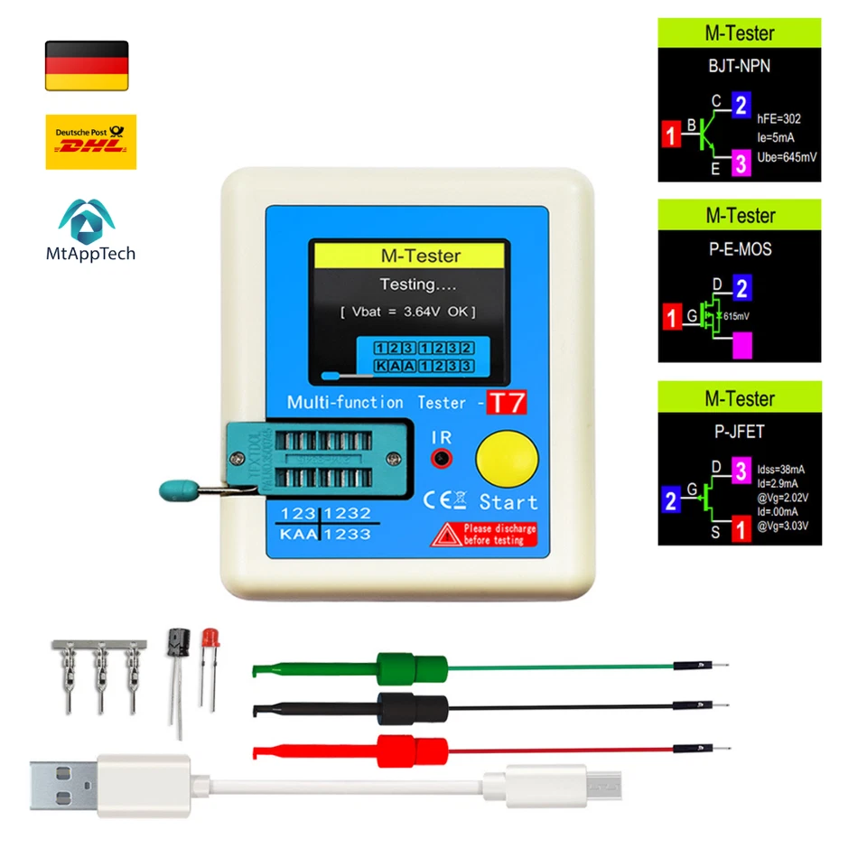 LCR-T7 Transistor Tester Diode Triode TFT Capacitance Meter NPN PNP MOSFET - Bild 1 von 4