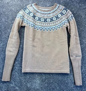 Skhoop Womens XS Lambswool & Nylon Nordic Sweater Beige/Gray - Picture 1 of 11