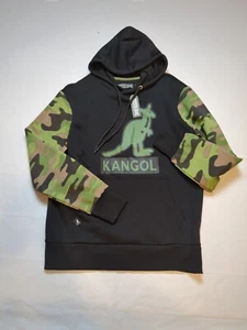 Kangol Black Camouflage Hoodie Sweatshirt Medium Born British New - Picture 1 of 9
