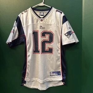 On Field Reebok Jersey Tom Brady #12 New England Patriots Junior XL White Away - Picture 1 of 5