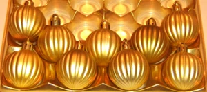 Halloween Gold Pumpkin Balls Ornaments Decorations Satin 40mm 1.5" Harvest 9pc - Picture 1 of 3