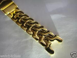 Solid S/ Steel Gold plate polished bracelet band strap (FITS) Tag Heuer LINK - Picture 1 of 7