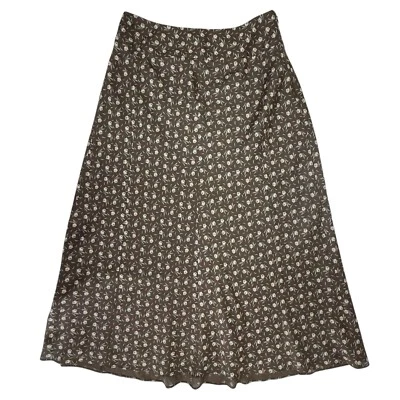 Maxi falda floral Sundance de seda y lana línea A para mujer talla 4 forrada marrón Foto 1 de 4