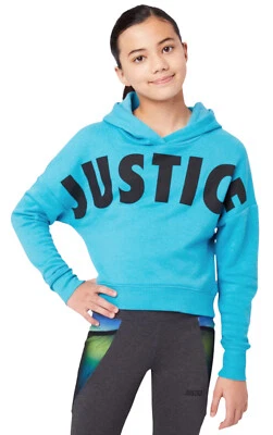 Justice Girls Hoodie Sweatshirt Teal Size 7/8 Pullover Long Sleeve Bold Logo - Image 1 of 4