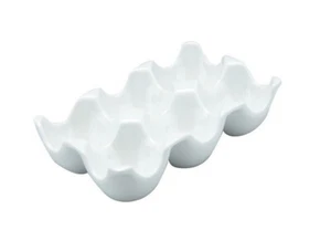 White Ceramic 6 Chicken Eggs Tray Holder Storage Case Organiser - Picture 1 of 1