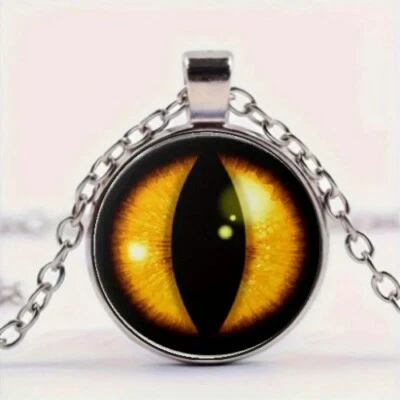 Colar pingente redondo olho amarelo ideia de presente joia - Imagem 1 de 4