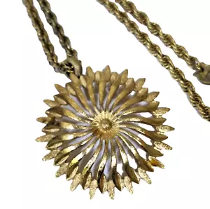 Collar Colgante Vintage Firmado MONET Sunburst Starburst Tono Dorado Pasarela - Imagen 1 de 5