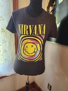 NIRVANA Shirt Unisex Size M Smiley Face Logo Front Officially Licensed - Picture 1 of 2