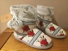 Dunlop “Robin” Cosy Fur Lined Slipper Boots with Pom Pom, Size S - NEW
