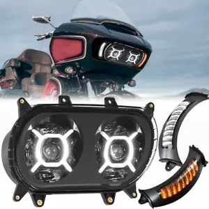 Front LED DRL Headlight Turn Signal Marker Lamp Combo For Road Glide 2015-23 - Picture 1 of 20