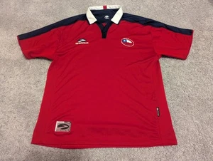 Camiseta deportiva de fútbol Brooks Chile para hombre grande roja azul polo Air Cool Home 2004-2005 - Imagen 1 de 11