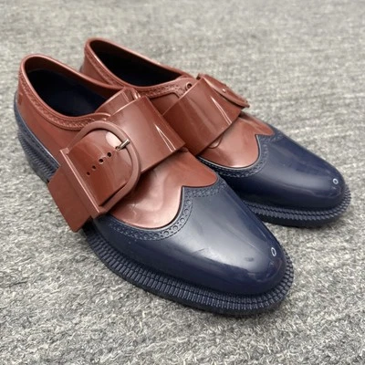 Melissa Brogue Special Shoes Women 9 Loafer Buckle Jelly Plastic Academia Preppy - Image 1 of 4