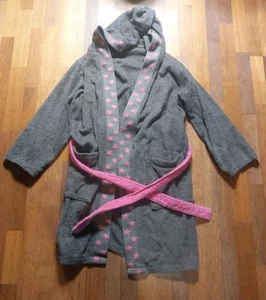 MY HOME Frauen/Damen Bademantel Grösse XXL "Grau-Braun mit pinken Sternen" - Bild 1 von 5