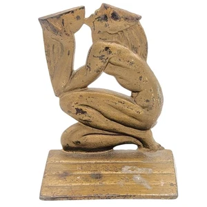 Antike Art Deco Brunnen der Weisheit Buchstütze bronziert Gusseisen Vintage 20er Jahre figürlich - Bild 1 von 7