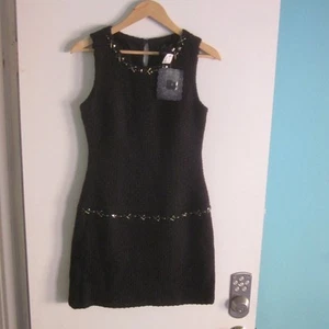 Alberto Makali Womens Size 4 Black Embellished Wool Dress NEW W/Tags Attached - Picture 1 of 12