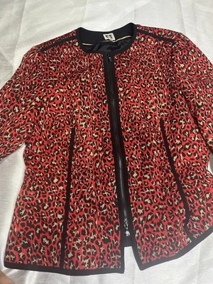 ANNE KLEIN RED LEOPARD WOMENS DRESSY JACKET SIZE 16  - Image 1 of 4