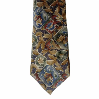 Corbata de seda italiana Geoffrey Beene azul dorado verde brillo vintage EE. UU. para hombre” Foto 1 de 4