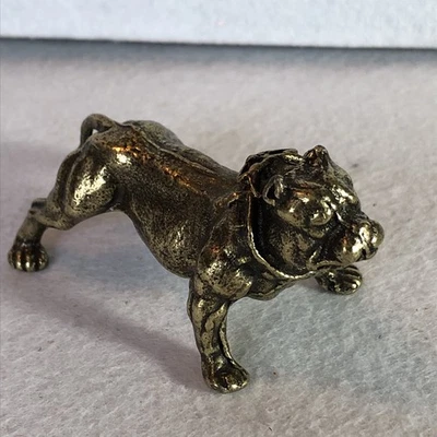 Твердая латунь маленькая скульптура французский бульдог фигурка - Изображение 1 из 4