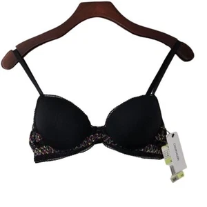 Calvin Klein Customed Lift Striped Lace Push Up Bra Size 32B Black NWT QF5873 - Picture 1 of 6