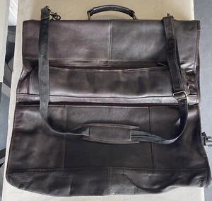 David King & Co. - Boston 42 Inch Leather Garment Bag - Dark Brown - Clean - Picture 1 of 11