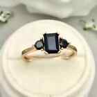 3CT Emerald Lab-Created Diamond Three Stone Wedding Ring 14K Rose Gold Plated
