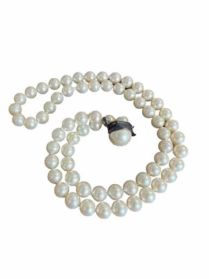 Majorica Hand Knotted Faux 6mm Pearl Necklace w Sterling 925 Clasp 18" - Image 1 of 4