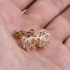 Solid 10k Yellow Gold Oval 7x5mm H Diamonds Semi Mount Earrings Setting Jewelry