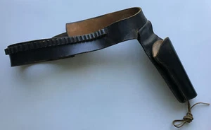 Vintage Hunter Black Western Ammunition Belt 158 Sz Med & #4 RH Holster .38/.357 - Picture 1 of 10