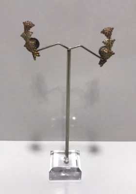 Brincos de ouro amarelo 12K Black Hill folhas de outono parafuso traseiro - Imagem 1 de 4