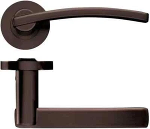 Stanza Adria Lever on Round Rose Handle Pair, Premium Etna Bronze Finish 50mm - Picture 1 of 7